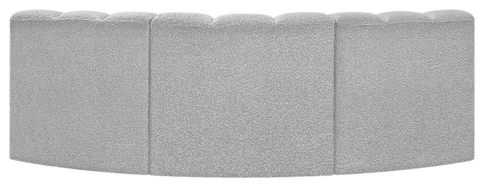 Arc Boucle Fabric Upholstered 3-Pc. U-Shaped Modular Sectional, Grey