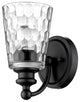 Black Metal and Pebbled Glass Wall Light