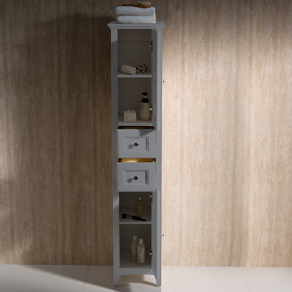 Oxford Tall Bathroom Linen Cabinet, Gray