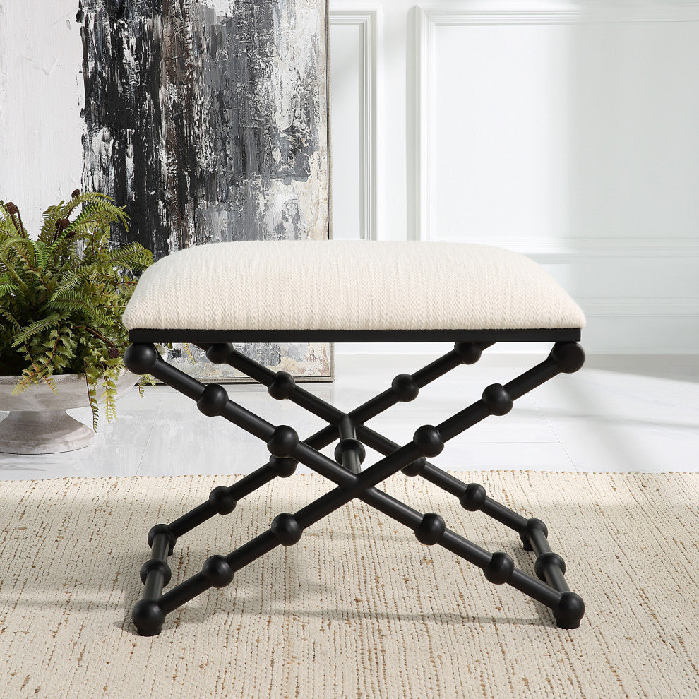Uttermost 23782 Iron 24"W Iron Accent Stool - Satin Black