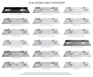 Nashville 72" Double Sink Bath Vanity, White 2" Calacatta Black