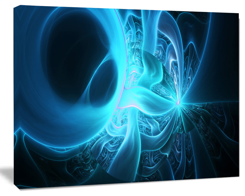 Shining Bright Blue on Black, Oversized Abstract Canvas Art Print, 60x40
