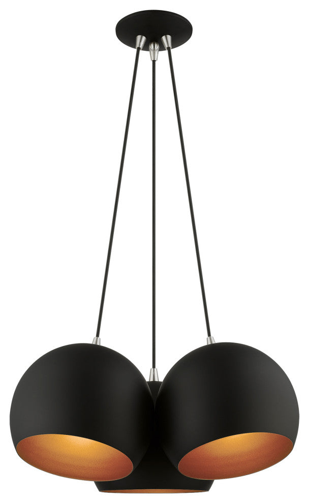 Livex Lighting 3 Light Black Globe Pendant