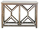 Open Light Weathered Wood Console Table, Stone Top X Natural
