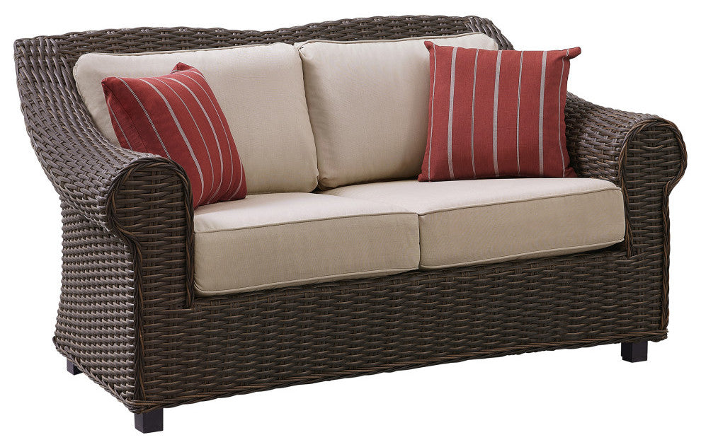 Martha Stewart Cedarstone 4-Piece Outdoor Conversation Set, Dark Brown