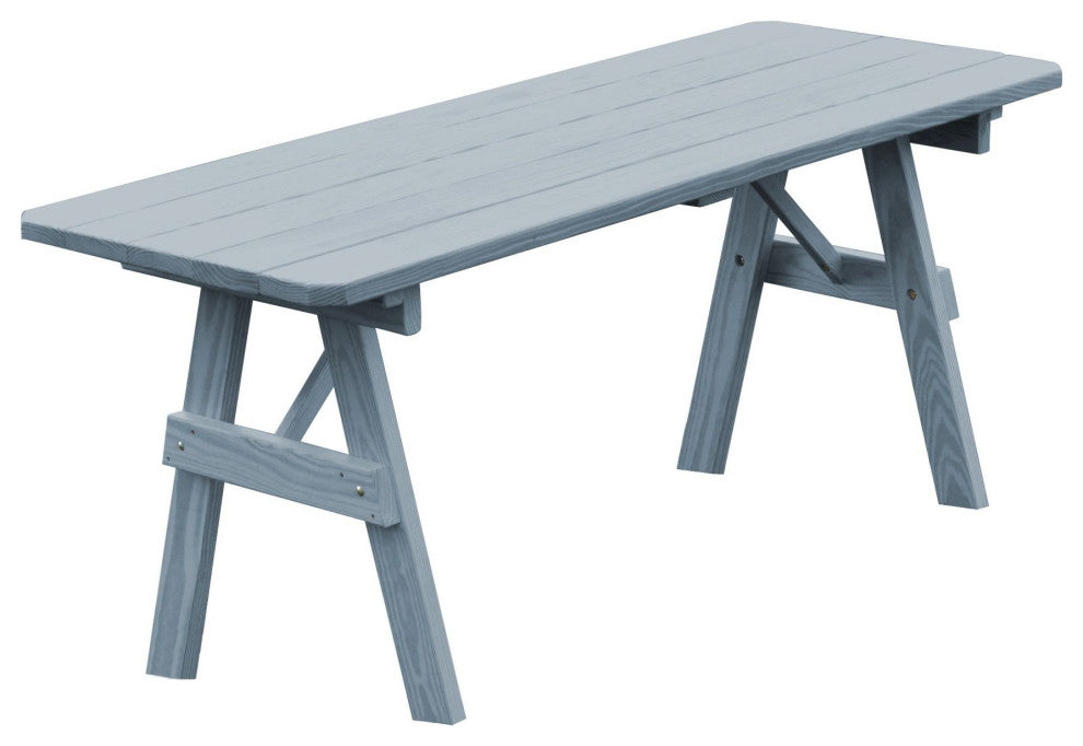 Pressure Treated Pine Traditional Picnic Table, Gray Stain, 8 Foot, No Umbrella Hole