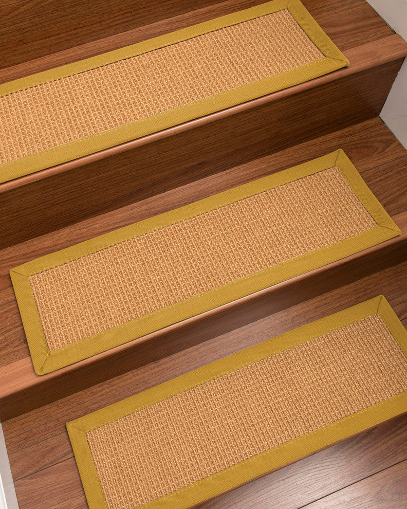 Davlin Custom Sisal Stair Treads 9" x 29", Tan, 9" X 29" Set of 13