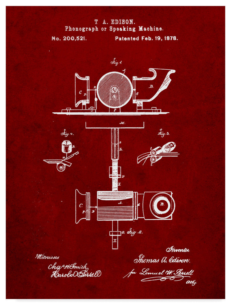 "T A Edison Phonograph" by Cole Borders, Canvas Art, 47"x35"