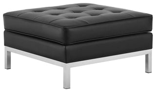 Loft Tufted Upholstered Faux Leather Ottoman