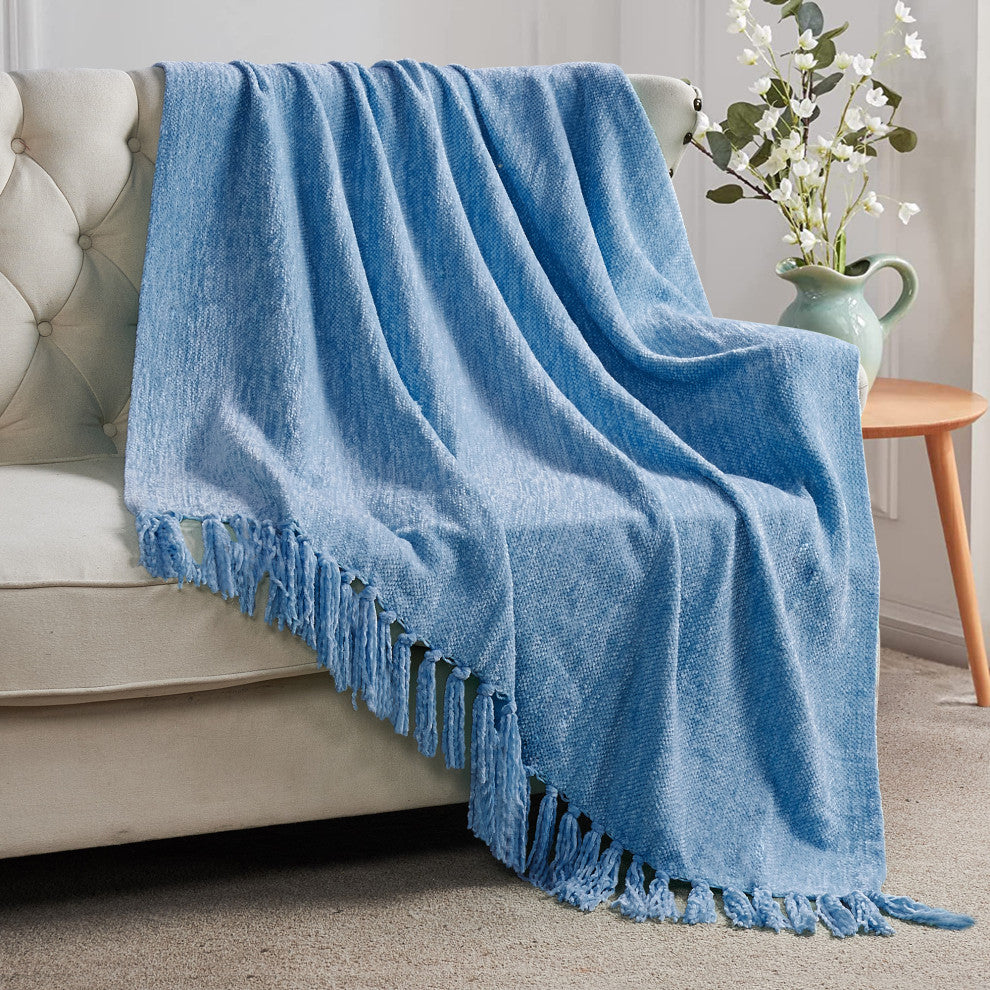 Crystal Chenille Knitted Throw Blanket, Niagara