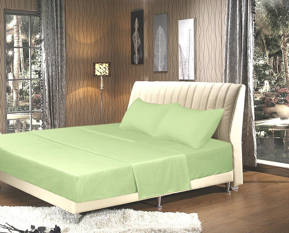 Solid Super Soft Colorful Bed Sheet Sets, Green, Full