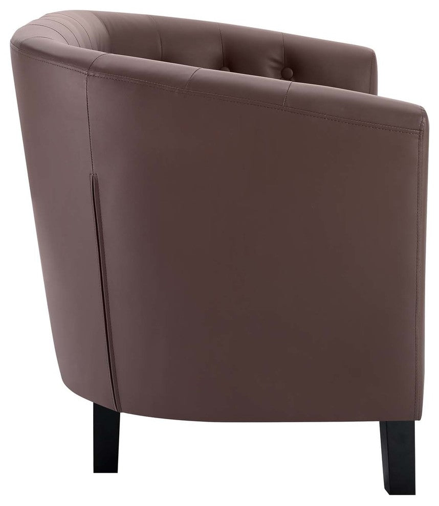 Prospect Upholstered Vinyl Loveseat, Brown