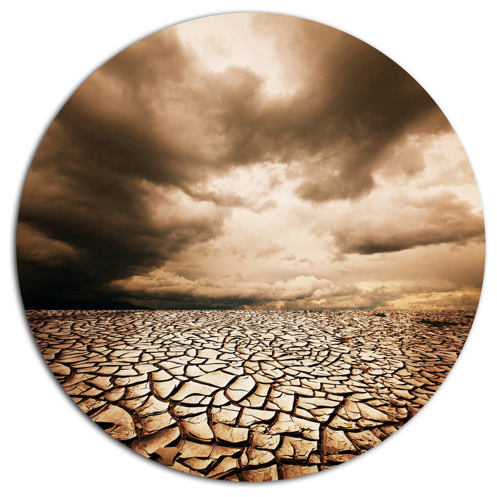 Cracked Drought Land With Dark Clouds, Landscape Disc Artwork, 11"