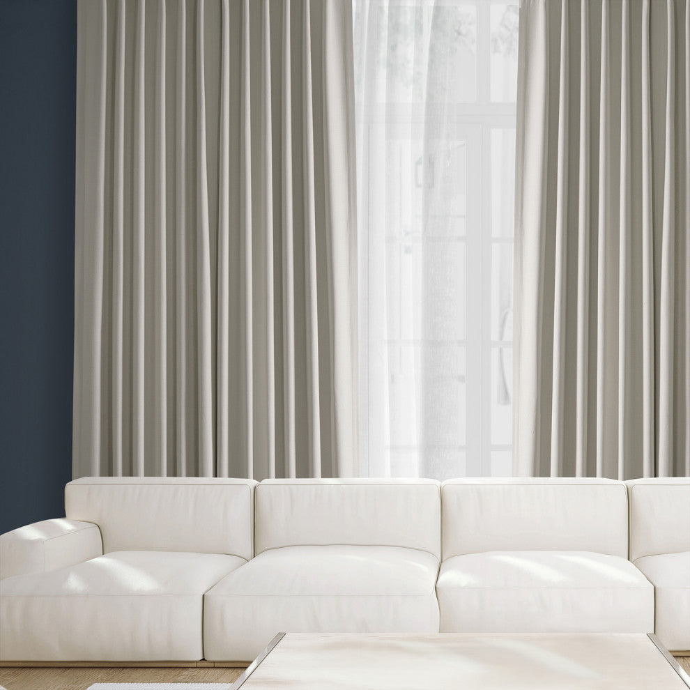 Faux Linen Extra Wide Room Darkening Curtain Single Panel, Birch, 100"x84"