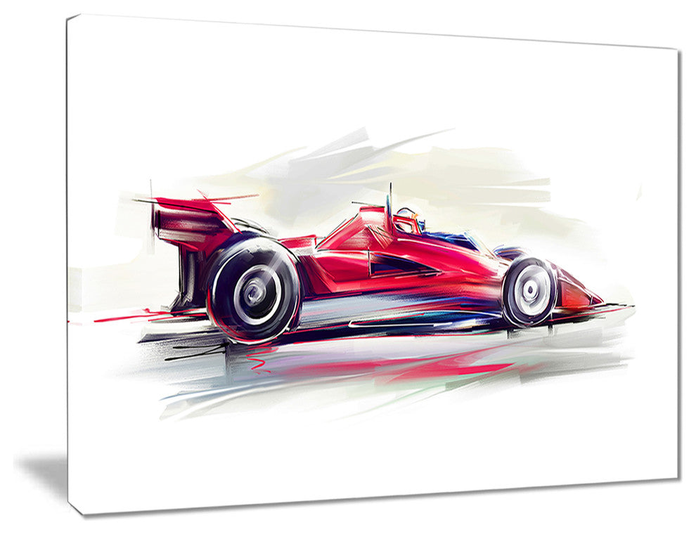 "Red Formula One Car" Digital Car Canvas Print, 20"x12"
