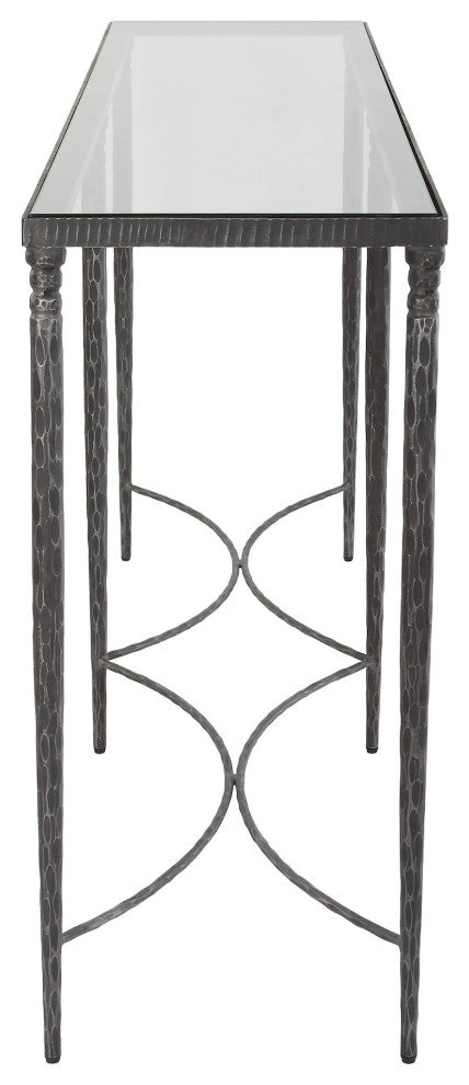 Uttermost 25292 Washington 63"W Iron and Tempered Glass Table - Rustic Black /