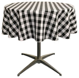 LA Linen Round Gingham Checkered Tablecloth, White and Black, 58" Round