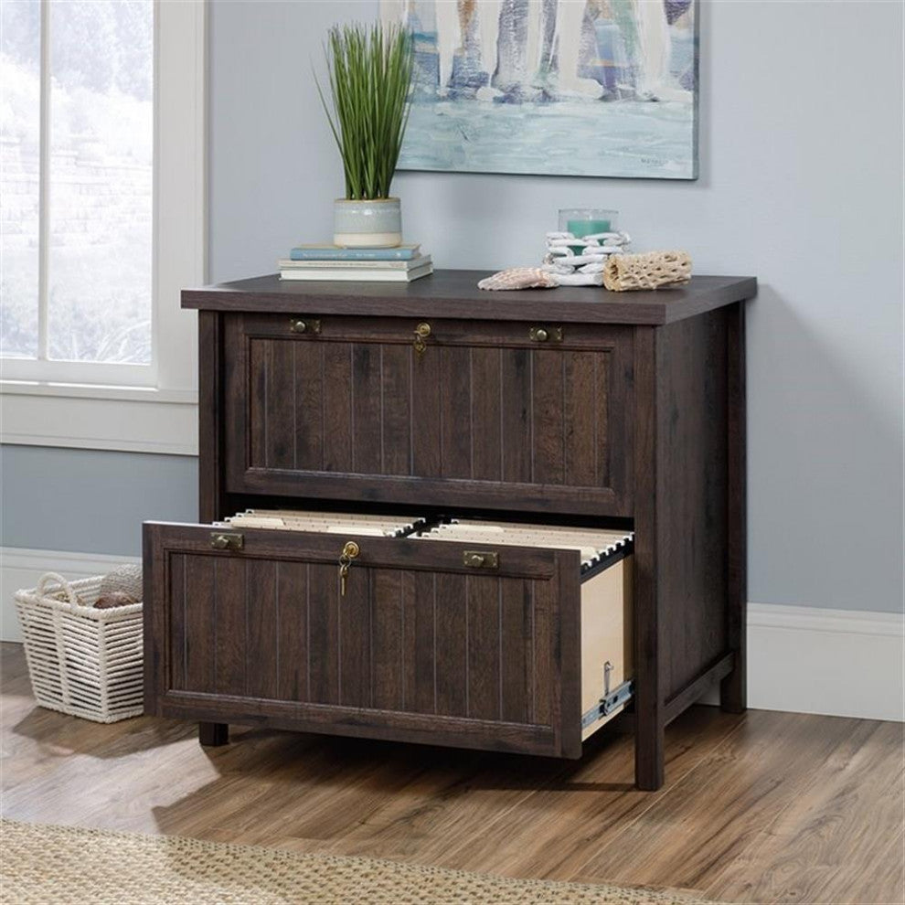 Sauder Costa Engineered Wood 2-Drawer Lateral File Cabinet in Coffee O