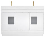 Gavino Vanity With Grain White Composite Stone Top, White/Brushed Gold, 54", No Mirror