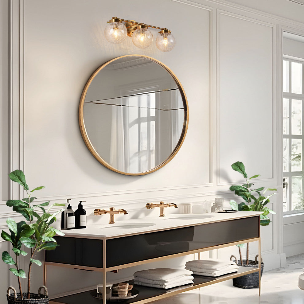 LALUZ 3-Light Modern Gold Bathroom Vanity Light