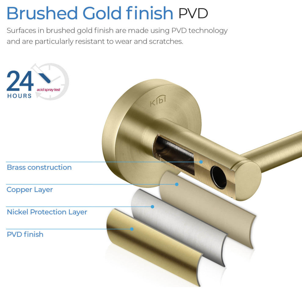 Circular 24" Bathroom Towel Bar KBA1404, Brush Gold