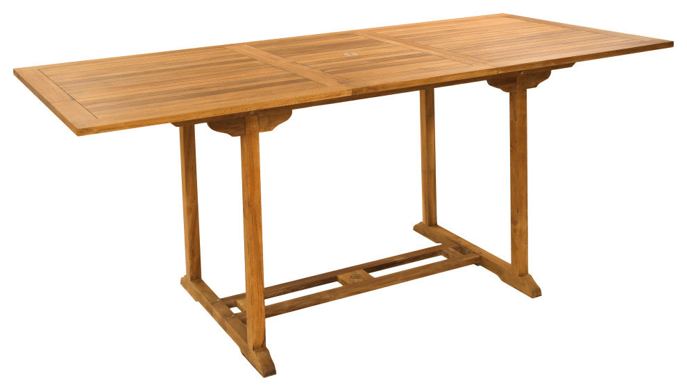 Teak Wood Elzas Rectangular Outdoor Patio Extension Bar Table