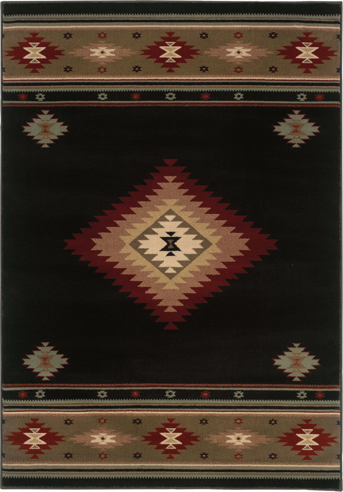 Oriental Weavers Hudson Black/Green Southwest/Lodge Indoor Area Rug 7'8"X10'10"