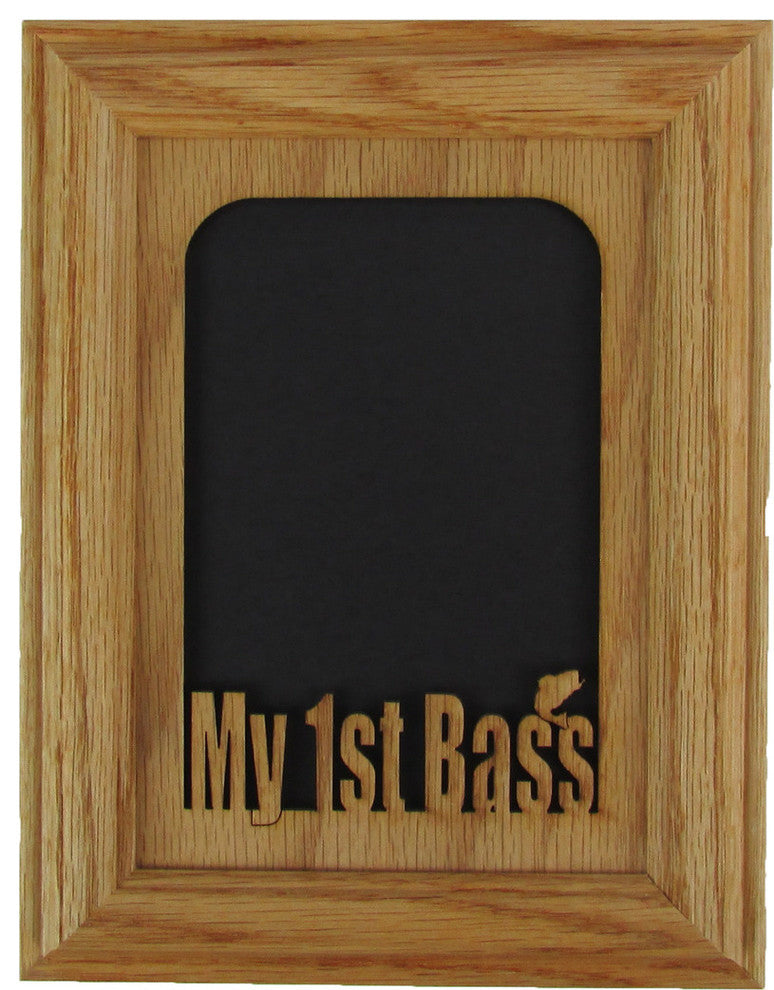 My First Bass Fishing Vertical Oak Picture Frame and Oak Matte, 5"x7"