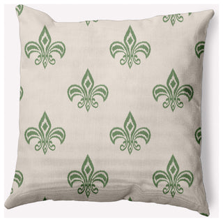 20" x 20" Fleur de Lis Indoor/Outdoor Polyester Throw Pillow, Sage