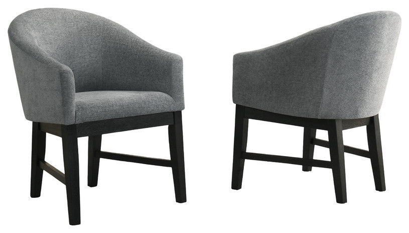 Haven Gray Barrel Dining Chair With Black Finish Legs, Set of 2