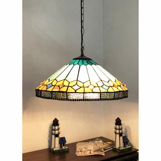 NICHOLAS Tiffany-Style Mission Stained Glass Ceiling Pendant, 18"