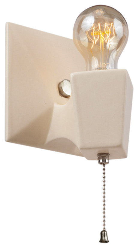Geo Wall Sconce, Matte White, Brushed Nickel