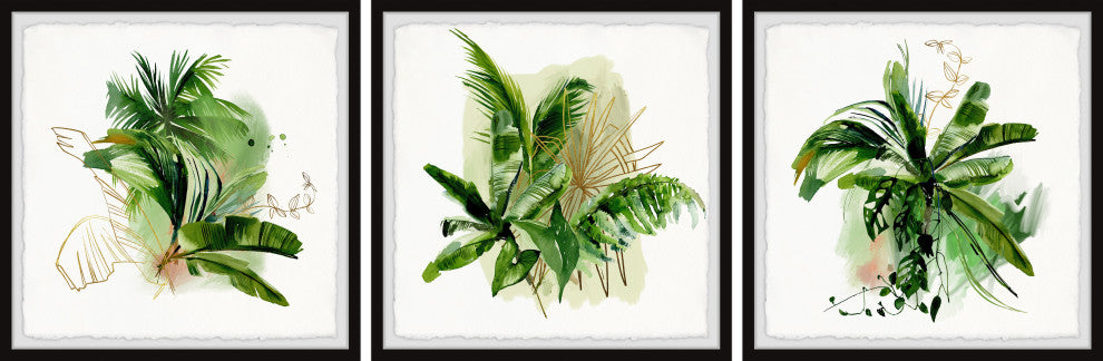 Coastal Greenery Triptych, 3-Piece Set, 18x18 Panels