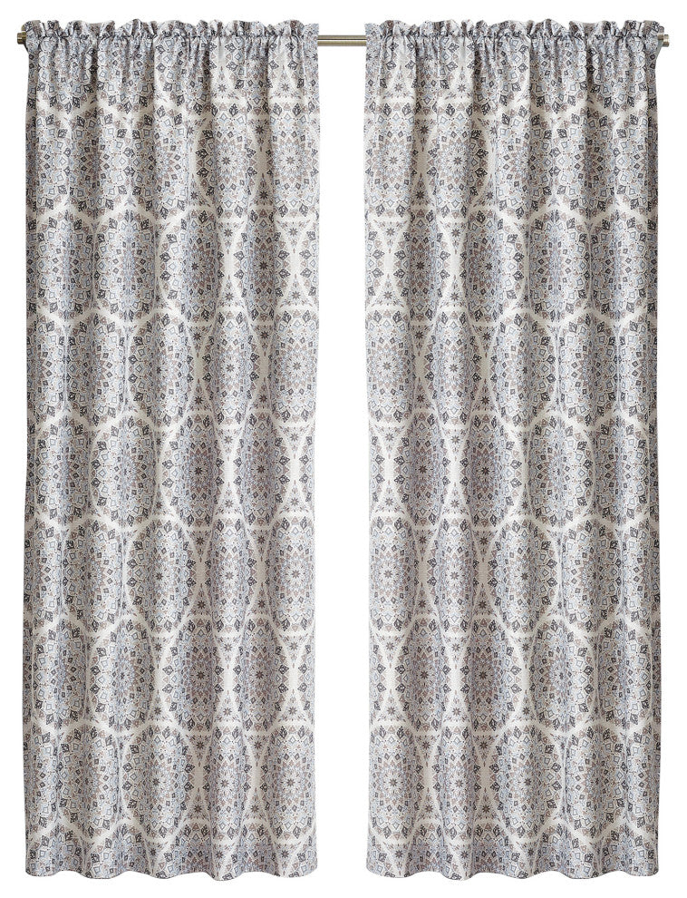 Tribal Medallion 2 Piece Curtain Set, Gray, 2 Panels, 60"x84"