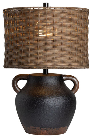 Remington 23" Ceramic Table Lamp With Rattan Shade