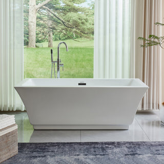 Freestanding Acrylic Bathtub, White/Matte Black, L, 67"
