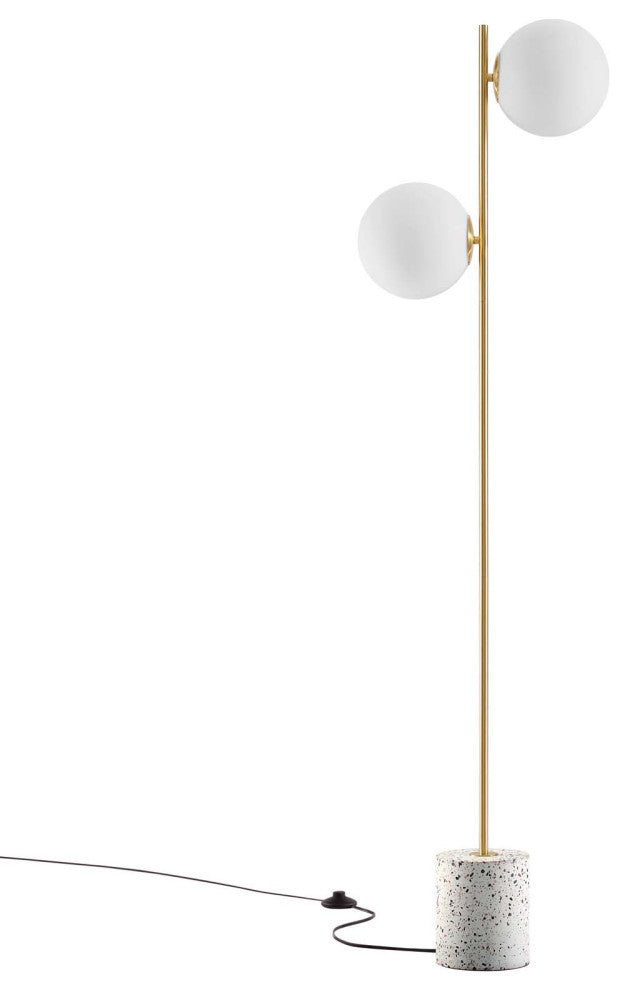 Floor Lamp Light, Gold, Glass, Modern, Mid Century Cafe Bistro Hospitality