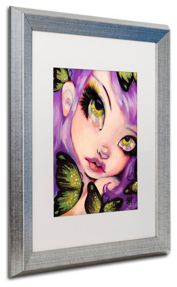 Natasha Wescoat 'Green Eyed Violet' Art, Silver Frame, White Mat, 16x20