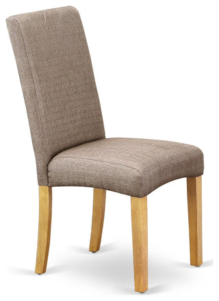 5Pc Square 36" Table, Four Parson Chair, Fabric- Dark Khaki Color