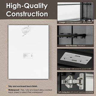 Fenice Surface-Mount/Reccessed LED Lighted Bathroom Medicine Cabinet, 24"