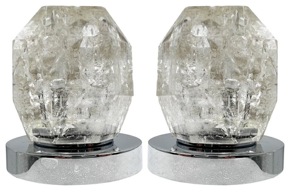 CastelloUSA Widespread 3 Hole, Bath Faucet, 2-White Rock Crystal Handles, Chrome