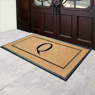 Natural Coir & Rubber Large Monogrammed Door Mat 30x60, Q