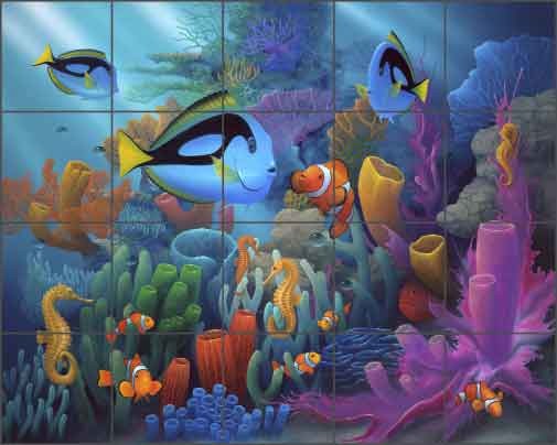 Miller Undersea Tropical Fish Ceramic Tile Mural