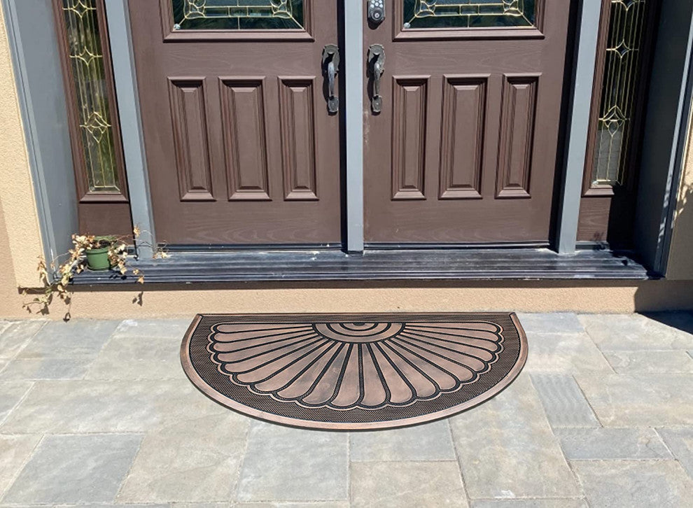 A1HC 100% Pure Rubber Front Door Mat 30"x48" Non-Slip, Sunburst Bronze