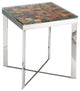 22" Wood  Steel  And Glass End Table
