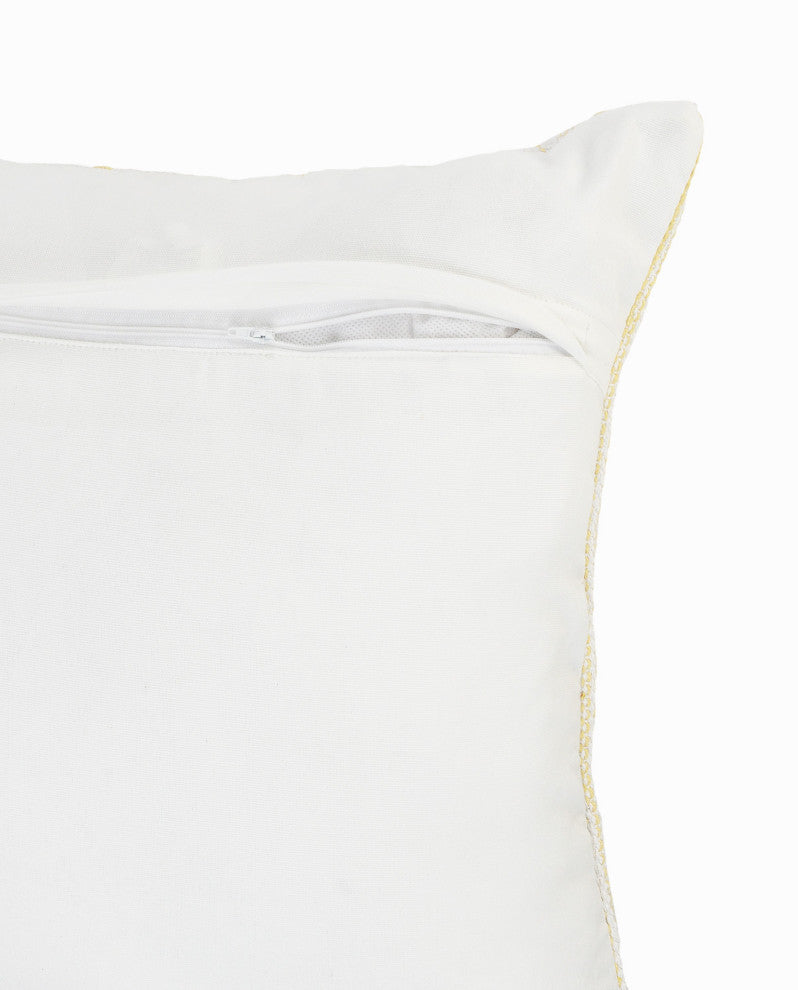 Yellow Textured and Striped Throw Pillow