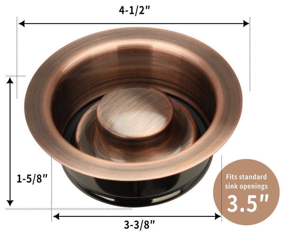 Copper Kitchen Sink Garbage Disposal Flange Stopper, Antique Copper