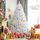Costway 8ft White Iridescent Tinsel Artificial"‚Christmas Tree with Branch Tips
