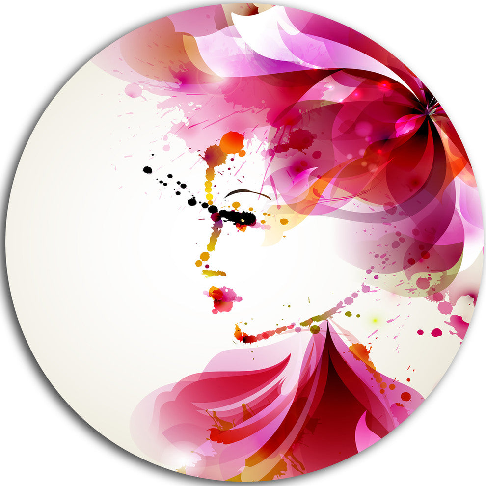 Fashion Woman With Abstract Hair, Digital Disc Metal Artwork, 11"