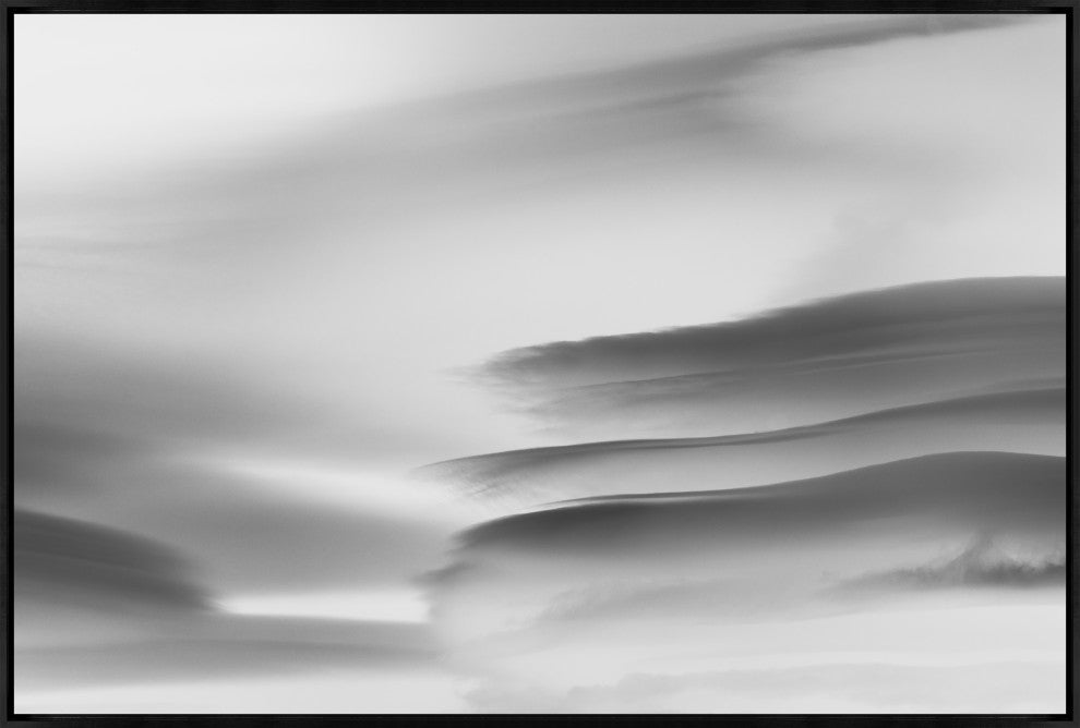 45x30 Lenticular Clouds XII, Framed Artwork, Black